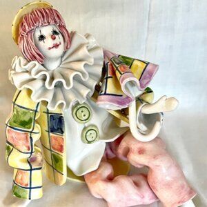 Rare Vintage Pierrot Clown Porcelain Figurine from Gumps San Francisco